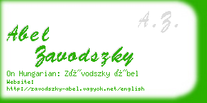 abel zavodszky business card